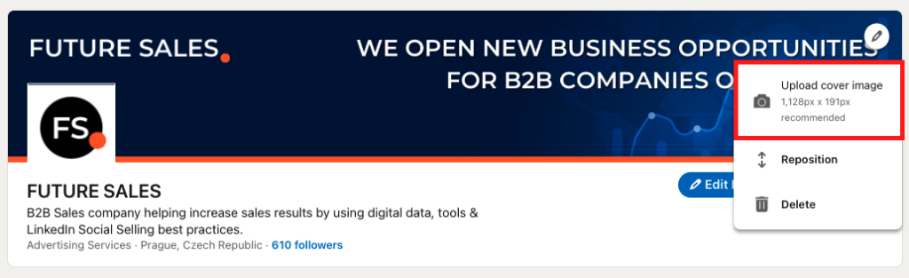 FUTURE SALES | Rozměry obrázku na firemní profil na LinkedIn