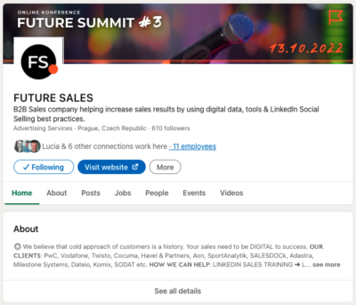 FUTURE SALES | Vzhled firemní stránky