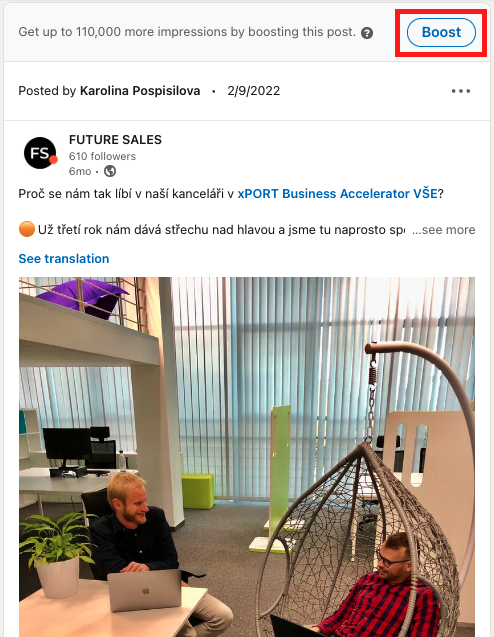 FUTURE SALES | Sponzorovaný post na firemní stránce